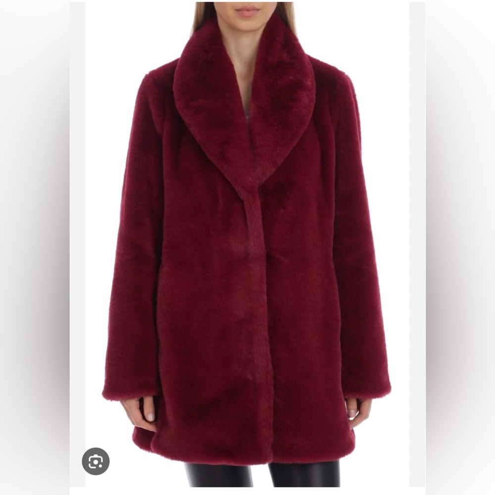 avec les filles coat faux fur in maroon